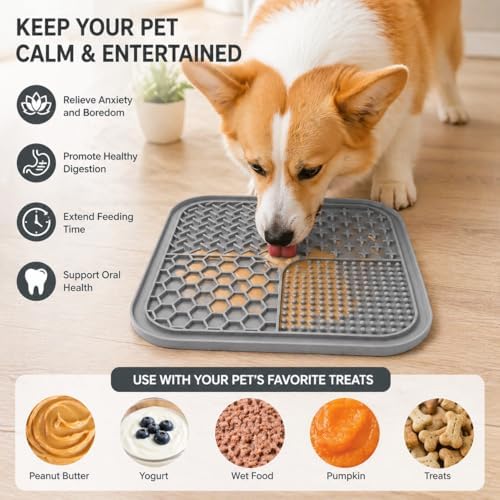 Dog Lick Mat for Dogs & Cats, Silicone Slow Feeder Lick Pad with Suction Cups for Bathing, Grooming & Anxiety Relief(3, Soft Colors) - Image 3