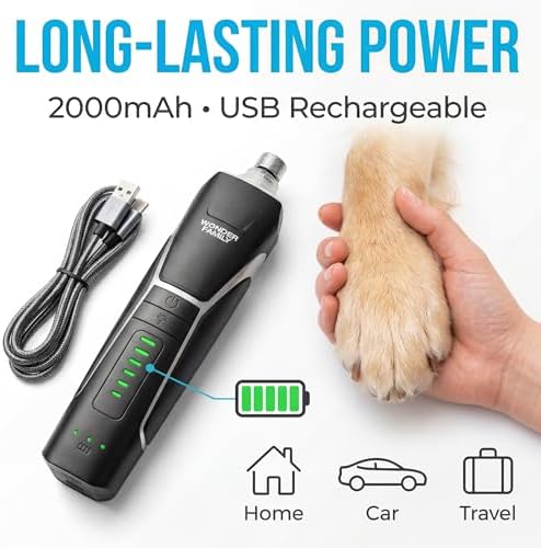 Dog Nail Grinder for Dogs & Cats – 6 Speed Quiet Electric Nail Trimmer with 360° LED Light, 11000 RPM Professional Rotary Toenail Grinder, Rechargeable Pet Nail File for Thick Nails Large Small Dogs - Image 6