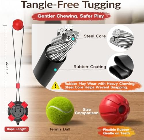 Suction Cup Dog Tug Toy Interactive Puzzle Chew Ball, Tug of War Dog Toys for Small Medium Dogs Red & Black - Image 4