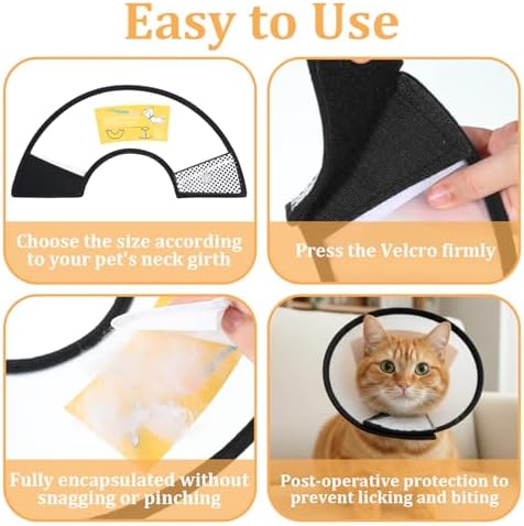 2 Pack Cat Cones to Stop Licking Transparent Plastic, Cat E Collar Pet Cone for After Surgery Comfortable Waterproof Adjustable Recovery Cone to Stop Licking and Scratch for Cats and Small Dogs - Image 6