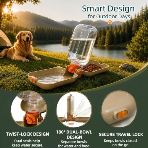 Dog Water Bottle, Puppy Essentials, Collapsible Dog Bowls (Brown) - Image 4