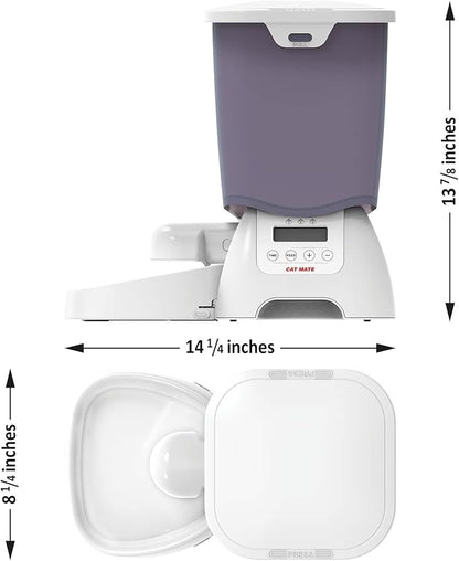 Cat Mate C3000 Automatic 3 Meal Pet Feeder with Digital Timer (347) - for Cats and Small Dogs, Suitable for Dry Pet Food, 6.61 lb Hopper, White