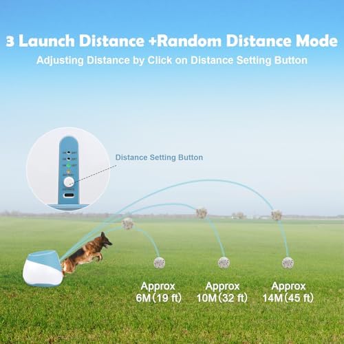 MEKAPLE Automatic Dog Ball Launcher for Small to Medium Dogs, 2.2 Inch ETPU Dog Ball Thrower, 3 Distance Adjustable 19-39 Ft Interactive Dog Toy, Mental Stimulating Puppy Toy with 4 ETPU Balls (Blue) - Image 4