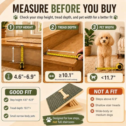 4-Height Adjustable Dog Ramp for Stairs - Foldable Wood Pet Ramp - Image 7