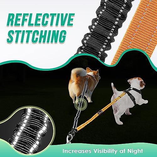 AUTOWT Two Dog Lead, 2 in 1 Upgraded Double Dog Leash Attachment Combine Adjustable Strap and Shock Absorbing Bungee No Tangle Dual Training Splitter for Different Size Dogs - Image 5
