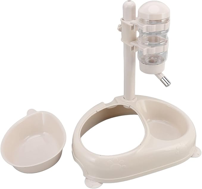 Standing Pet Water Dispenser, Automatic Pet Drinking Feeder, Automatic Cat Dog Waterer with Food Bowl, Height Adjustment, Portable and Detachable, Non Slip Base