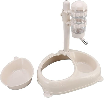 Standing Pet Water Dispenser, Automatic Pet Drinking Feeder, Automatic Cat Dog Waterer with Food Bowl, Height Adjustment, Portable and Detachable, Non Slip Base