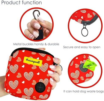 Raisingwell Dog Treat Pouch for Pet Walking and Training with Clicker Poop Bags Small Fanny Zipper Pack Holder for Puppy Snack Dispenser Kit for Leash and Outdoor Use (Valentine) - Image 4