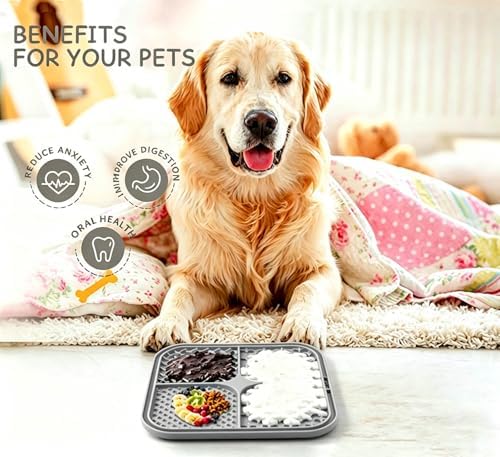 Licking Mat for Dogs & Cats with Suction Cups, 1 Pack Square Dog Slow Feeder Lick Pat for Anxiety Relief & Boredom, Dog Toys to Keep Them Busy, Pets Bathing Training Grooming Mat 7.8*7.8 inches - Image 6