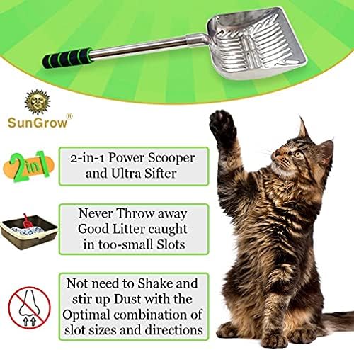 SunGrow Cat Litter Scoop, Stainless Steel Long Handle Chicken Coop Poop Scooper, Comfortable 9” Handle, 5” Wide Mouth, Narrow Slits and High Sides Metal Sifter, for Litter Boxes or Gardening - Image 5