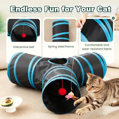 Love's cabin Cat Tunnel for Indoor Cats, 3-Way Collapsible Play Tunnel - Image 6