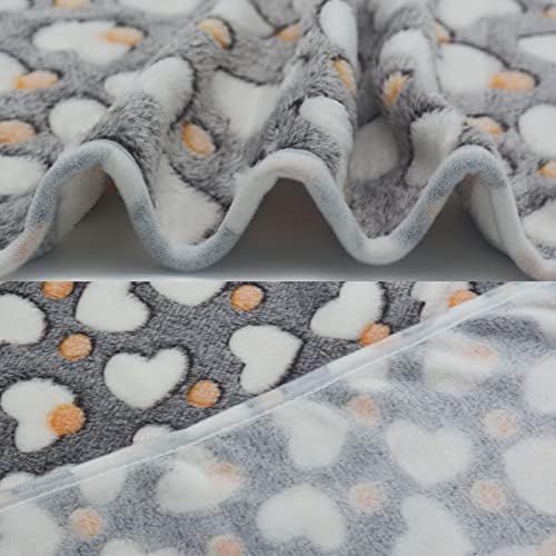 1 Pack 3 Puppy Blankets Super Soft Warm Sleep Mat Grey Cute Print Blanket Fluffy Fleece Pet Blanket Flannel Throw Dog Blankets for Small Dogs Puppy Dogs Fluffy Cats,Love-Large(40"x30") - Image 5
