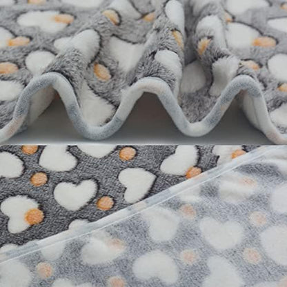 1 Pack 3 Puppy Blankets Super Soft Warm Sleep Mat Grey Cute Print Blanket Fluffy Fleece Pet Blanket Flannel Throw Dog Blankets for Small Dogs Puppy Dogs Fluffy Cats,Love-Large(40"x30") - Image 5