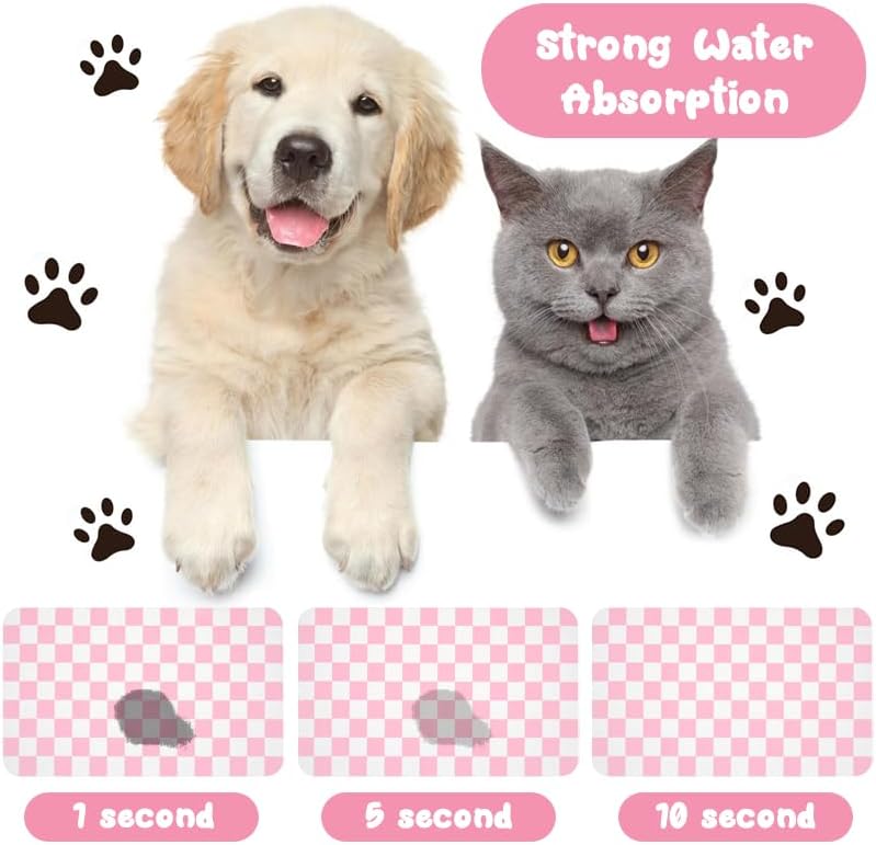 Dog Food Mats for Floors Waterproof, Pet Water Bowl Mats Pet Feeding Absorbent Placemats Plaid 24 * 32 inch - Image 5