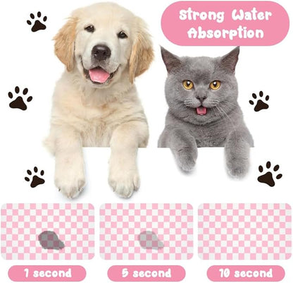 Dog Food Mats for Floors Waterproof, Pet Water Bowl Mats Pet Feeding Absorbent Placemats Plaid 17 * 30 inch
