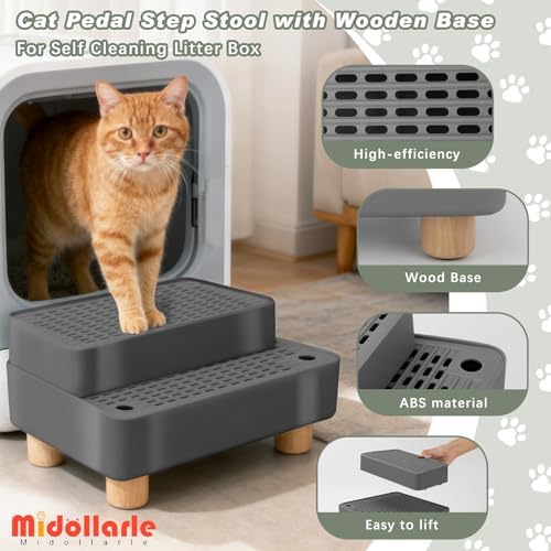 Elevated Cat Ramp for Litter Box, 2-Step Cat Step, Dark Gray - Image 2