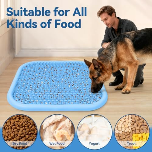 Snuffle Mat for Dogs 23.6" x 23.6" Silicone Large Slow Feeder Mat, Blue - Image 5