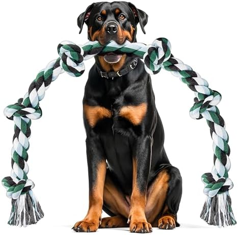 Ycozy XXL 6-Knot Dog Rope Toy for Aggressive Chewers Large Breeds 40in Long Heavy Duty Dog Teething Chew Toy for Puppy Large Dogs Almost Durable Cotton by YCOZY