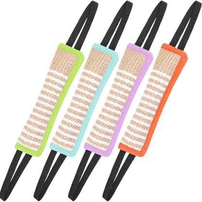 Kacctyen 4 Pack Jute Dog Tug Toys,11.8" Biting Pillows,2 Handles, Pastel by Kacctyen