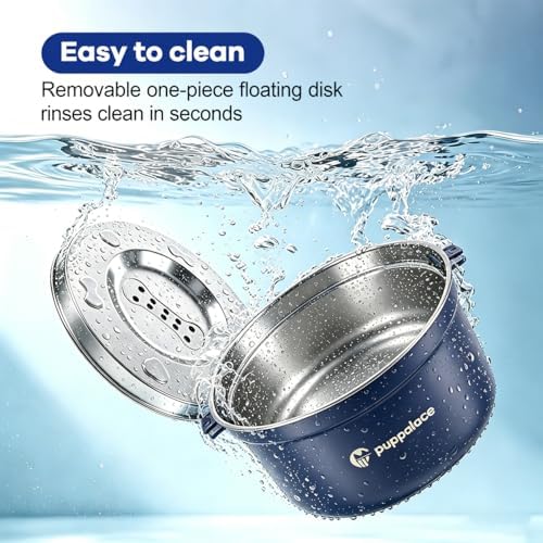 3.2L/108oz No Spill Dog Water Bowl Stainless Steel Blue - Image 5