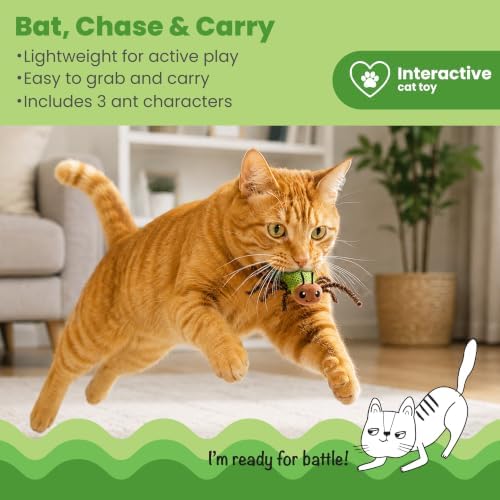Catstages Ant-Tastic Dental Cat Toys with Catnip, Dental Mesh to Help Clean Teeth, Prey-Driven Bat & Carry Play for Cats & Kittens, 3", 3-Pack - Image 2