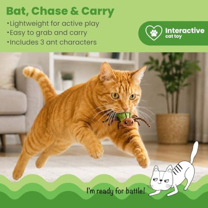 Catstages Ant-Tastic Dental Cat Toys with Catnip, Dental Mesh to Help Clean Teeth, Prey-Driven Bat & Carry Play for Cats & Kittens, 3", 3-Pack - Image 2