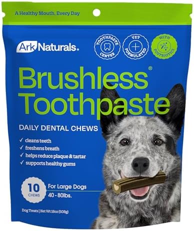 Ark Naturals Brushless Toothpaste Dog Dental Chews - Large Breeds (10 ct) by ARKNATURALS