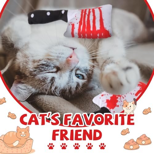 Honoson 8 Pcs Cat Catnip Toys Horror Knife Shaped Kitten Catnip Crinkly Sound Toys Indoor Outdoor Exercise for All Cat Breeds, 7.8 Inches - Image 3