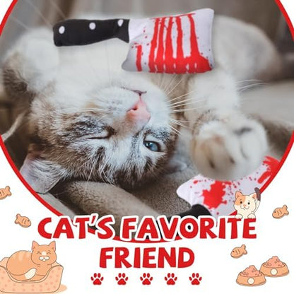 Honoson 8 Pcs Cat Catnip Toys Horror Knife Shaped Kitten Catnip Crinkly Sound Toys Indoor Outdoor Exercise for All Cat Breeds, 7.8 Inches - Image 3