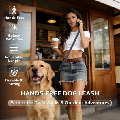 Hands Free Dog Leash,Galaxy Reflective,Crossbody Dog Leash,Black - Image 2