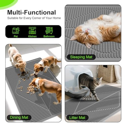 Mofason Cat Litter Mat Litter Trapping Mat XXL Grey Silicone Litter Box Mat - Image 6