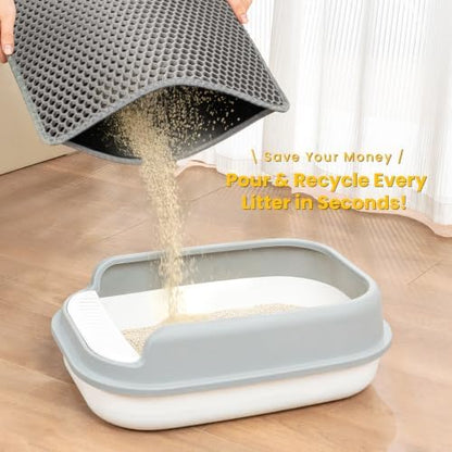 Cat Litter Mat, Upgrade Super Waterproof Back Layer Litter Box Mat, Non Slip, Durable, Soft on Paws Kitty Trapping Matt (24"x18", Gray) - Image 4