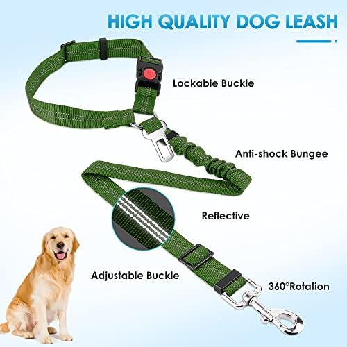 SlowTon Dog Seat Belt for Car, 2 Pack Dog Car Harness Seatbelt with Bungee - Image 5