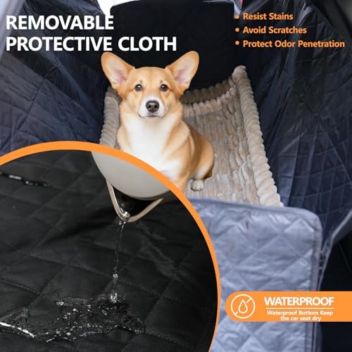 Dog Car Seat Cover 2 Piece Seat Waterproof Hammock and Brown Cover - Image 3