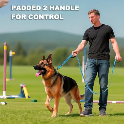 Heavy Duty Double Handle Dog Leash 6 ft Long for Total Control, Padded 2 Handle, Reflective Training Lead for Medium Large Dogs (Sky Blue, 6 FT) - Image 2