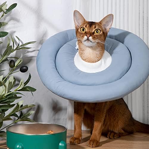 GAGABODY Dog Cones for Small Dogs & Cats, Comfortable Adjustable Soft Dog Cone Alternative After Surgery, Elizabethan Donut Collar, Blue, Cotton & Synthetic Fabric - Image 2