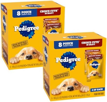 Pedigree Choice Cuts Wet Dog Food Pouch, Dual Variety, 3.5 oz, 8 Count, 2pk by Pedigree