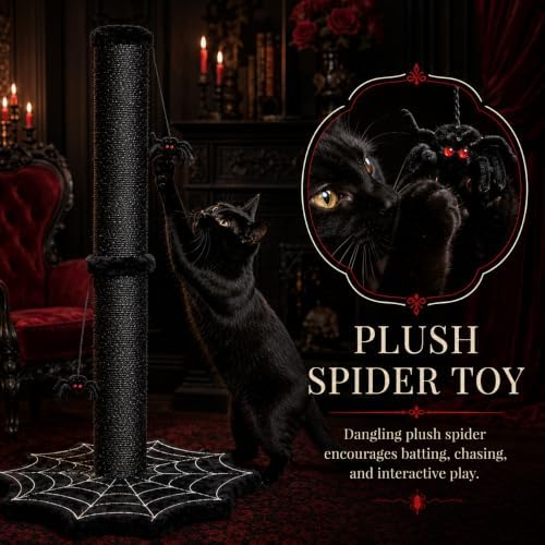 Gothic Cat Scratching Post with Spider Toys for Indoor Large Cats - Image 4
