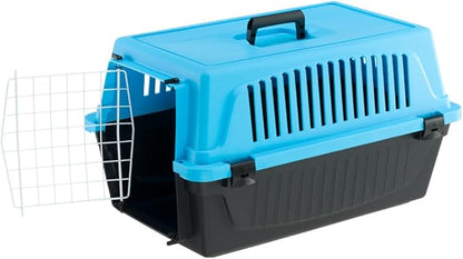 Ferplast Cat Carrier Small Dog Carrier, Secure, Practical, Easy to Clean, Durable Pet Dog/Cat Travel Box Cage up to 8 Kg. 58 x 37 x h 32 cm. Blue