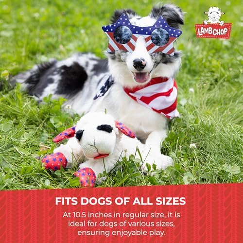 Multipet Lamb Chop Dog Plush Toy w/Birthday Hat - Squeaky Toy for All Dogs - Soft Plush - Stuffed Animal Dog Toys for Playing - Cute Birthday Toy (10.5”, Pink Hat, 5 Squeakers) - Image 7