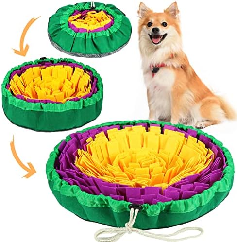 Vivifying Snuffle Mat for Dogs, Enrichment Dog Puzzle Toys for Slow Eating and Keep Busy, Adjustable Sniff Mat Encourages Natural Foraging Skills and Mental Stimulation(Yellow Purple) by Vivifying