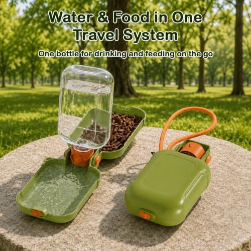 Dog Water Bottle, Puppy Essentials, Collapsible Dog Bowls (Green) - Image 2