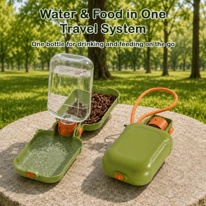 Dog Water Bottle, Puppy Essentials, Collapsible Dog Bowls (Green) - Image 2