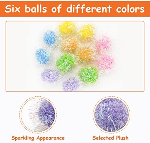 Andiker Cat Sparkle Balls, 6pcs 2.36 Inches Cat Pom Pom Ball Glitter Tinsel Kitten Balls Toy Foil Fuzzy Ball for DIY Craft Colorful Interactive Cats Toys for Indoor Cats to Keep Fit and Active(12Pcs) - Image 3