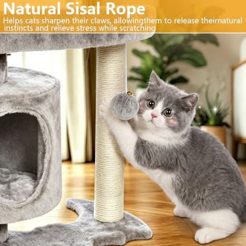 BEWISHOME Cat Tree with Scratching Post, Cat Tower for Indoor Cats - Image 4
