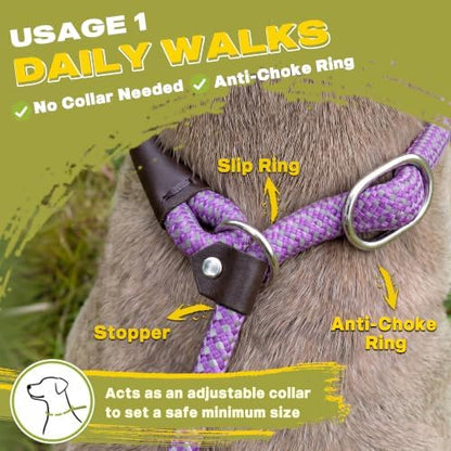 Fida Durable Slip Lead Dog Leash, 4 FT x 1/2" Dog Training Leash, Purple - Image 4