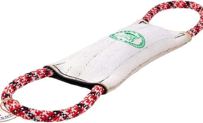 Rock-N-Rescue Hound Hose Firehose Dog Toy - Interactive Training Tug Rope from Durable Recycled Fire Hose. Indoor Outdoor Fetch Toy, Medium with Rescue Rope Handles