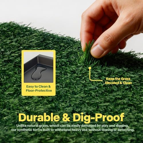 Pawise Dog Grass Pad with Tray, Artificial Turf PuppyPorch Potty Pad,20x25 - Image 2