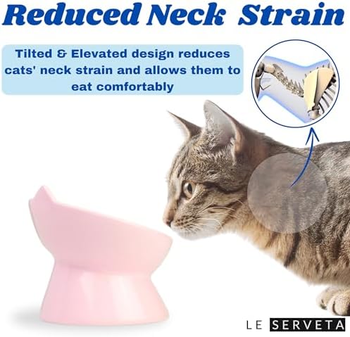 Macarons Series Ceramic Slow Feeder Cat Bowl, Raised Puzzle Feeder, Anti Vomiting Cat Slow Feeding, Elevated Food Bowl, Whisker Friendly Pet Bowl with Cute Ear Design (Pink) - Image 4
