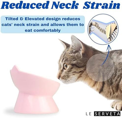 Macarons Series Ceramic Slow Feeder Cat Bowl, Raised Puzzle Feeder, Anti Vomiting Cat Slow Feeding, Elevated Food Bowl, Whisker Friendly Pet Bowl with Cute Ear Design (Pink) - Image 4